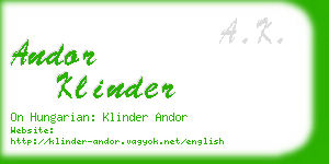 andor klinder business card